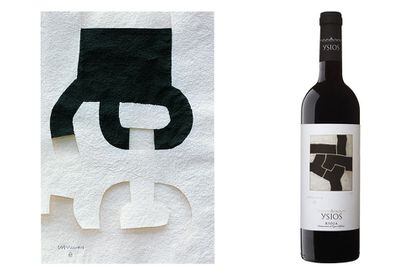 Para celebrar el d&eacute;cimo aniversario del museo Chillida Leku se elabor&oacute; una edici&oacute;n especial de Ysios, &quot;un coupage muy especial que evoca el alma de Eduardo Chillida y sorprende por su intensidad arom&aacute;tica&rdquo;, seg&uacute;n la bodega. La etiqueta era una reproducci&oacute;n a escala de la obra gr&aacute;fica &#039;Zapatu-Prensar&#039;, realizada en 1972. A la izquierda, la obra &#039;Elogio del agua&#039;.
 