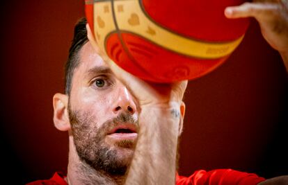 Rudy Fernández, en un entrenamiento de la selección española de baloncesto.
