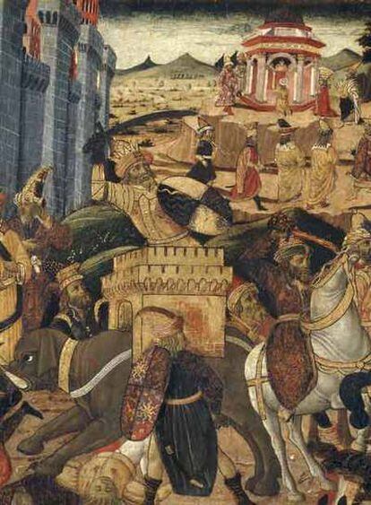 Óleo de la victoria de Alejandro Magno sobre Alejandría pintado por el maestro de San Miniato en la segunda mitad del siglo XV.