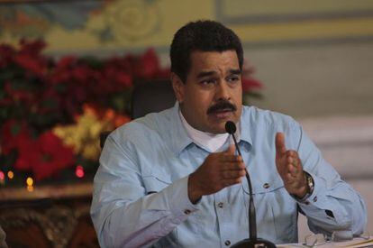Nicol&aacute;s Maduro, en un discurso en el palacio de Miraflores. 