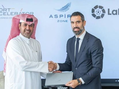 El directivo y exfutbolista Fernando Sanz durante un acto de LaLiga en Qatar.