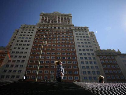 El edificio Espa&ntilde;a, en la plaza hom&oacute;nima de Madrid. 