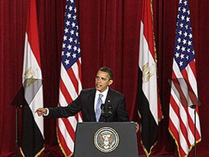El presidente estadounidense, Barack Obama, durante su discurso en la universidad de El Cairo.
