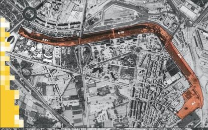 Un plano de los tramos pendientes del Jardín del Túria desde la Ciudad de las Ciencias hasta la desembocadura del río en el mar.