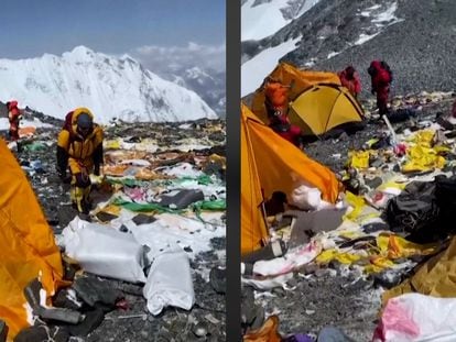 Imágenes del Everest difundidas en redes sociales por un alpinista nepalí.