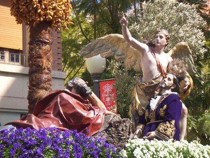 La Oración del Huerto, paso de la procesión de Viernes Santo en Murcia, talla del escultor Salzillo.