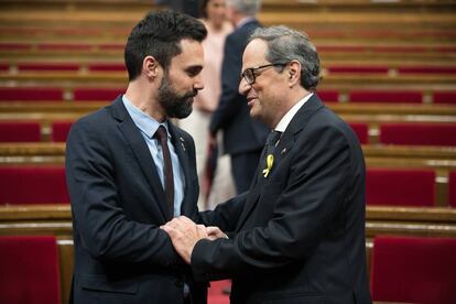 El president del Parlament, Roger Torrent, i el president de la Generalitat, Quim Torra.