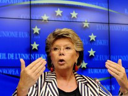 Viviane Reding, durante una conferencia de prensa en Bruselas.