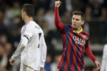 Messi celebra la victoria ante el Real Madrid. 