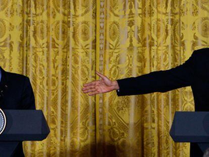 Sarkozy y Obama, durante su comparecencia pública en Washington.