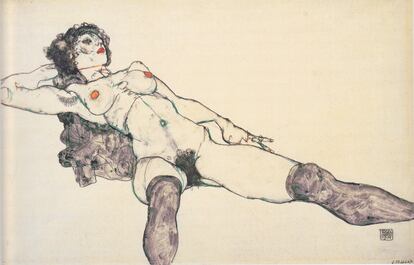 'Desnudo femenino reclinado con las piernas abiertas' (1914), de Egon Schiele, conservado en el Albertina de Viena.