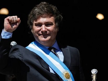 Javier Milei, el domingo tras su asunción presidencial en Buenos Aires.