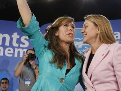 Alicia Sánchez-Camacho y Dolores de Cospedal, durante el mitin.