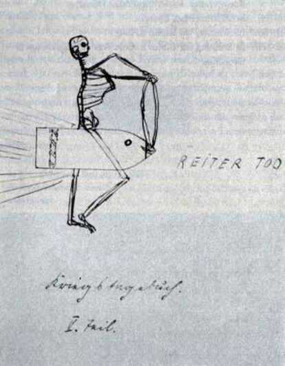 Dibujo realizado por Ernst Jünger en sus diarios de guerra.