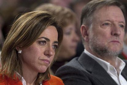 Carme Chacón y Marcelino Iglesias, durante el congreso.