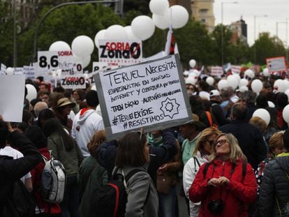 Pancarta durante la manifestación de la España vaciada.