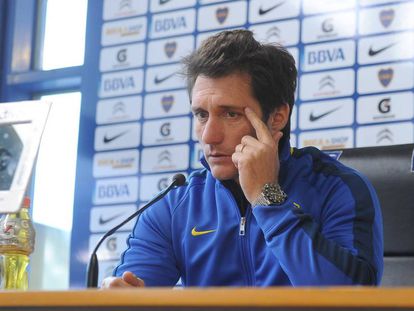 El entrenador Guillermo Barros Schelotto durante la conferencia de prensa de este mi&eacute;rcoles.