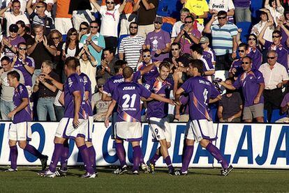 Los jugadores del Guadalajara celebran el segundo gol ante el Cartagena.