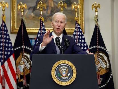 El presidente estadounidense, Joe Biden, en su discurso de hoy.