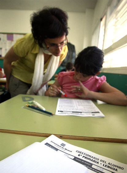 Prueba de 6º de Primaria en el colegio El Espinillo de Villaverde.