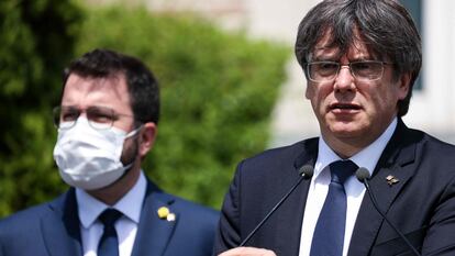 Pere Aragonès y Carles Puigdemont, en Bélgica, en una imagen de archivo.