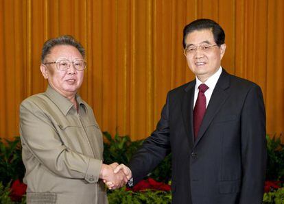 Kim Jong-il, con el presidente chino, Hu Jintao, en mayo de 2011.