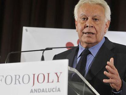 El expresidente socialista Felipe Gonz&aacute;lez, este mi&eacute;rcoles en Sevilla. 