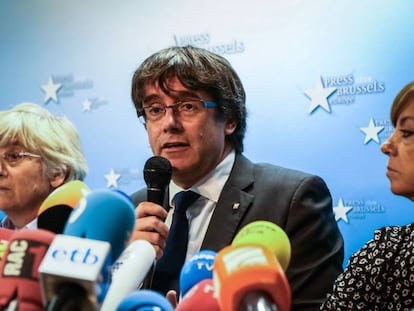 Carles Puigdemont, el 31 d'octubre, en una roda de premsa a Brussel·les.