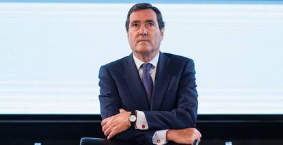 El presidente de la CEOE, Antonio Garamendi, este miércoles en Madrid. 