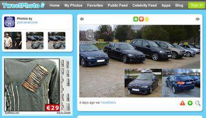 Captura de pantalla de las fotografías de la policía difundidas a través de Tweetphoto.