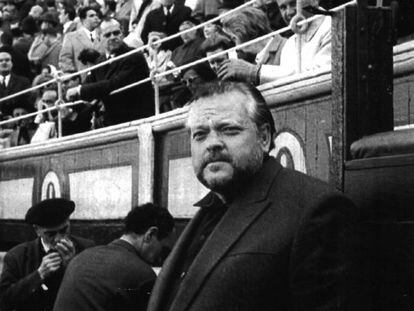 Orson Welles en la Plaza de las Ventas de Madrid en 1985. 