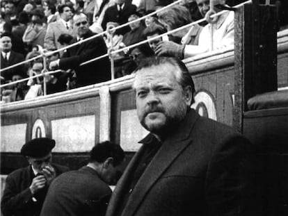 Orson Welles en la Plaza de las Ventas de Madrid en 1985. 