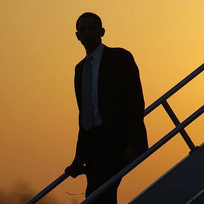 Obama, en el aeropuerto de Filadelfia, el viernes.