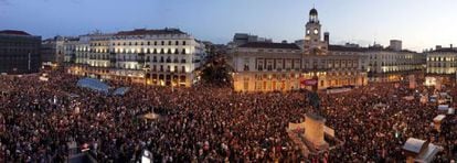 Panorámica de la Puerta del Sol al término de la marcha de Madrid.