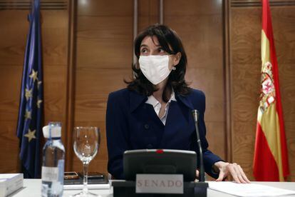 La presidenta del Senado, Pilar Llop, preside una reunión de la Junta de Portavoces, este martes, en Madrid.