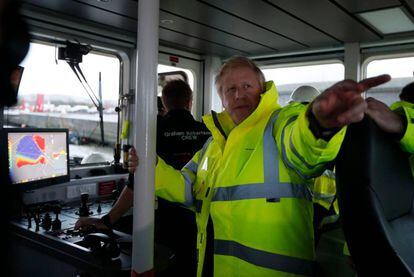 Boris Johnson, este jueves en el puerto de Bristol.