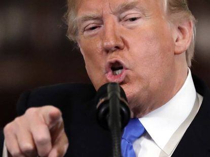 Donald Trump, durante la comparecencia ante la prensa de este miércoles. 