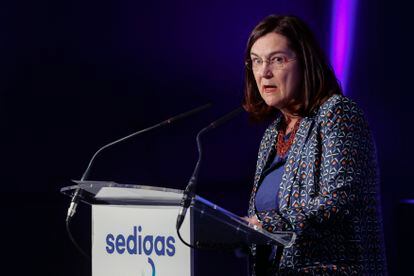 The president of the National Commission for Markets and Competition (CNMC), Cani Fernández, at the Sedigas event, this Tuesday in Madrid.
