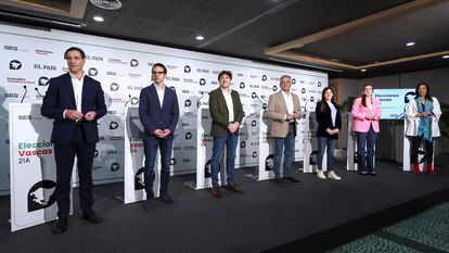 Los candidatos a lehendakari, en el debate electoral organizado por la Cadena SER y EL PAÍS.