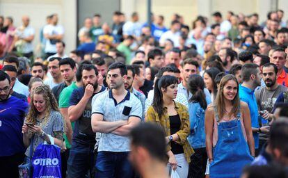 Los aspirantes a Guardia Civil, este sábado a su llegada al campus de la Universidad Carlos III de Getafe, Madrid.