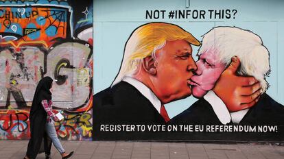 Mural a favor de la permanencia de Reino Unido en la Unión Europea y contra el "Brexit".
