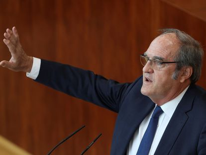 El portavoz del PSOE en la Asamblea, Ángel Gabilondo, en la Asamblea de Madrid.