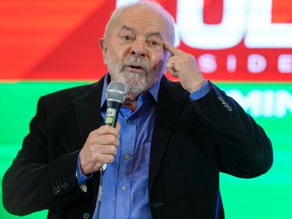 Lula da Silva, el día 27 en un mitin en São Paulo.