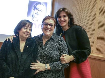 Adelais Pedrolo, Anna Maria Villalonga y Laura Borr&agrave;s en la presentaci&oacute;n del Any Pedrolo.
