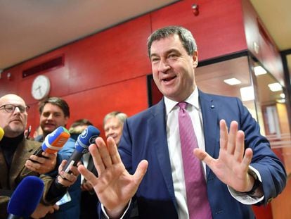 Markus S&ouml;der, futuro primer ministro de Baviera, a su llegada al Parlamento regional en M&uacute;nich. 