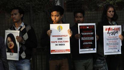 Manifestantes contra las violaciones en Nueva Delhi, en febrero pasado.