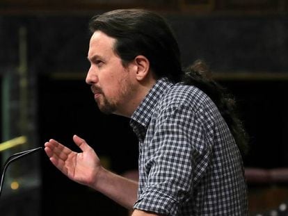 Pablo Iglesias, durante la primera jornada del debate de investidura. En vídeo, el líder de Unidas Podemos reprocha a Sánchez su oferta para el Gobierno de coalición.