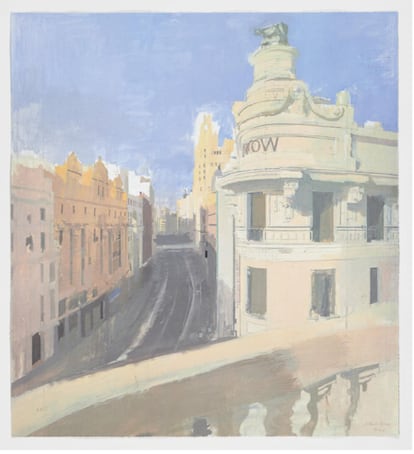 La litografía 'Gran Via, 1 de enero' de Antonio López.