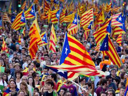 Manifestaci&oacute;n a favor de la independencia de Catalu&ntilde;a el 11 de septiembre.