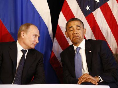Vlad&iacute;mir Putin y Barack Obama, en Los Cabos (M&eacute;xico).